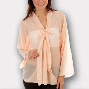 🖤 2/$20 Lyss Loo Peach Chiffon Blouse